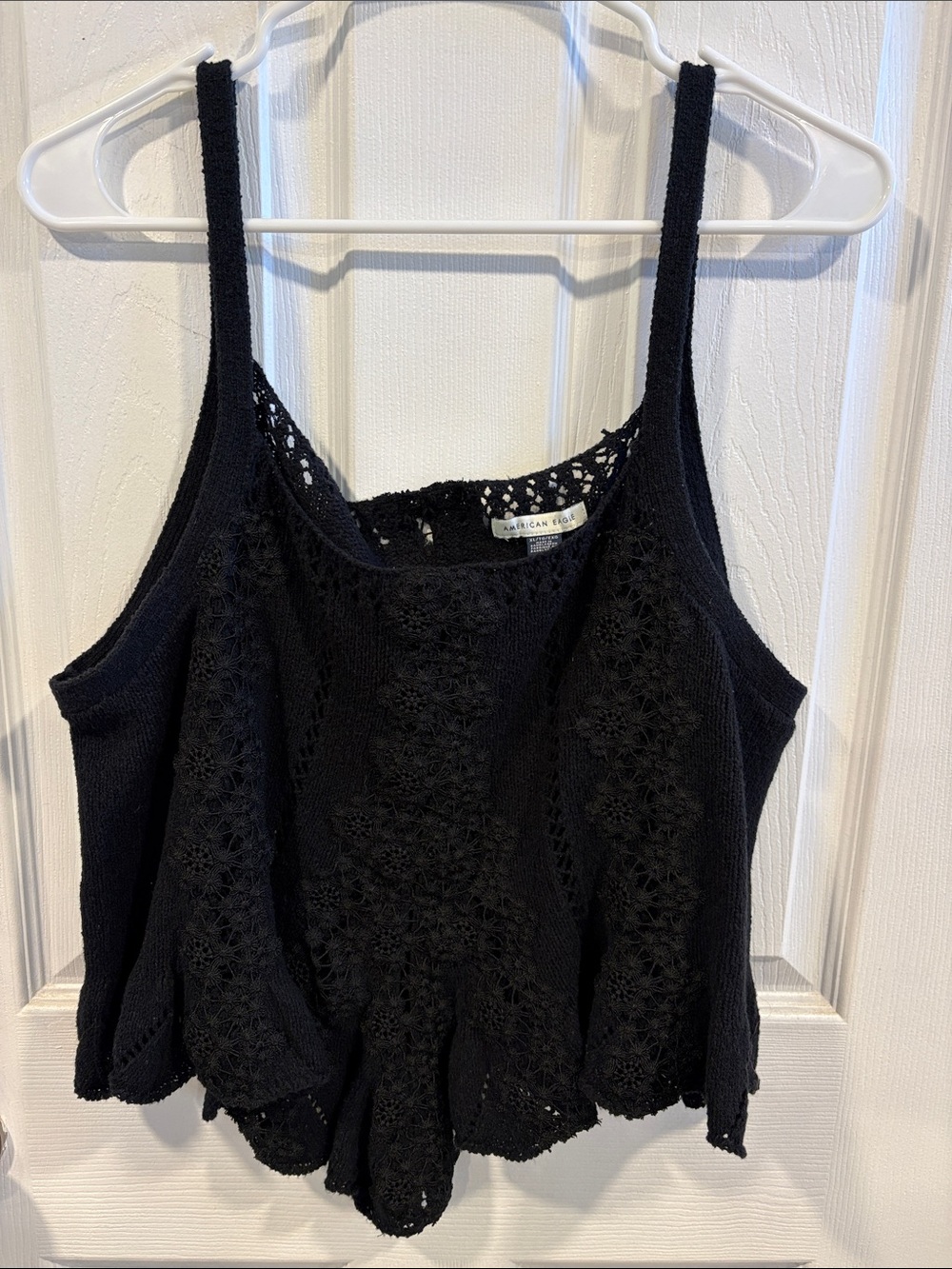 American Eagle Black Crochet Tank Camisole Size XL